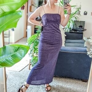 All That Jazz Y2K Vintage Glitter Slinky Tube Maxi Dress